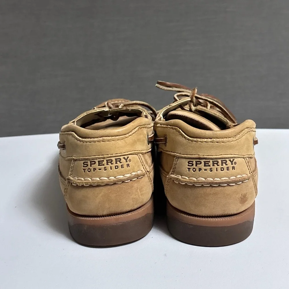 Sperry Boat Shoes 13M Tan Leather Moccasin Toe Casual Preppy Non Marking Classic